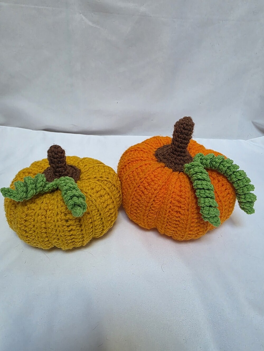 Handmade Crochet Pumpkin Set of 2 Fall Halloween Thanksgiving Decor